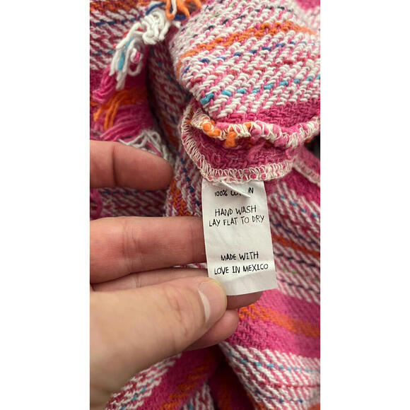 JEN'S PIRATE BOOTY FRINGE BOHO PINK BLANKET HOODIE M/L - Picture 9 of 10